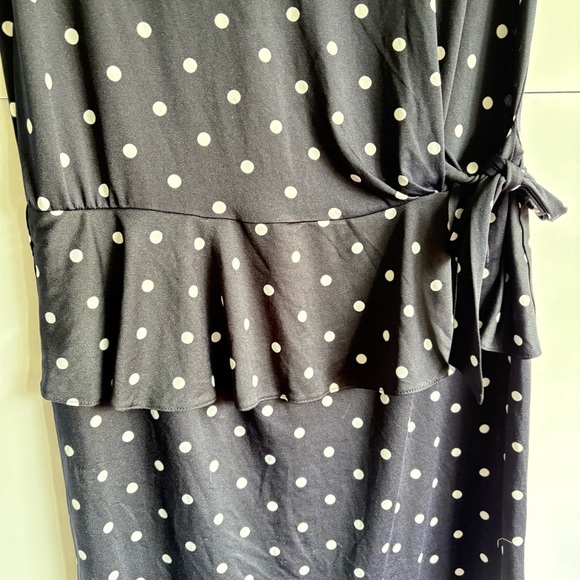 Polka Dot Navy Peplum Dress XL - Picture 4 of 7